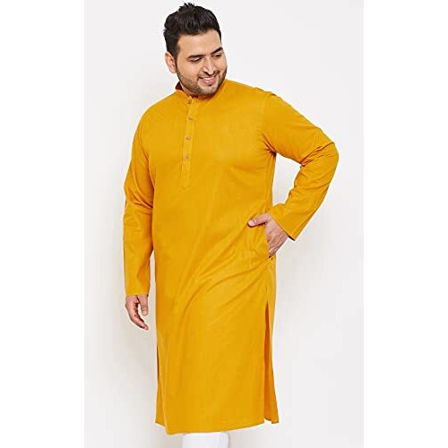 Vastramay Plus Mens Cotton Blend Mustard Kurta - Timeless Elegance For Festivals & Events_Vplusmk007Md_52