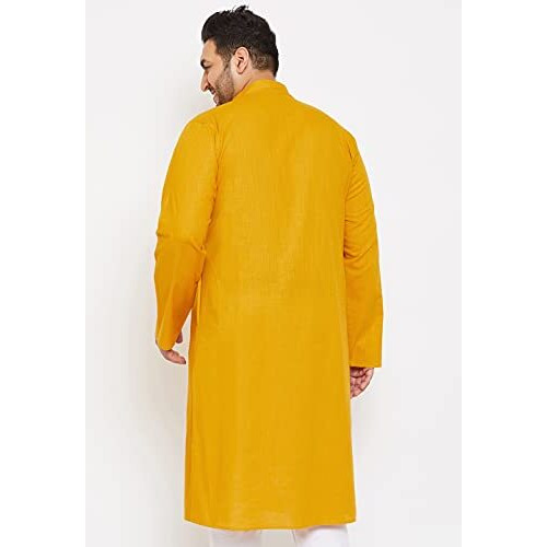 Vastramay Plus Mens Cotton Blend Mustard Kurta - Timeless Elegance For Festivals & Events_Vplusmk007Md_52