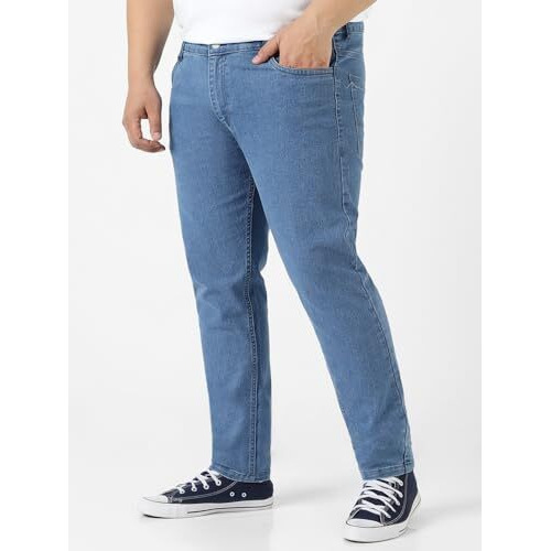 Urbano Plus Men's Light Blue Regular Fit Denim Jeans Stretchable (Plusepsjeanwhithrndp-Lblue-44)