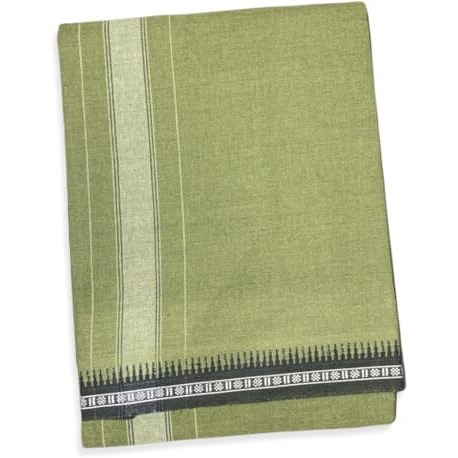 Prakasam Cotton Mens Single (1.28 X 2.00 Mtrs) Colour Thalapathi Border Dhoti/Fine Quality Single Dhoti (Mild Green)
