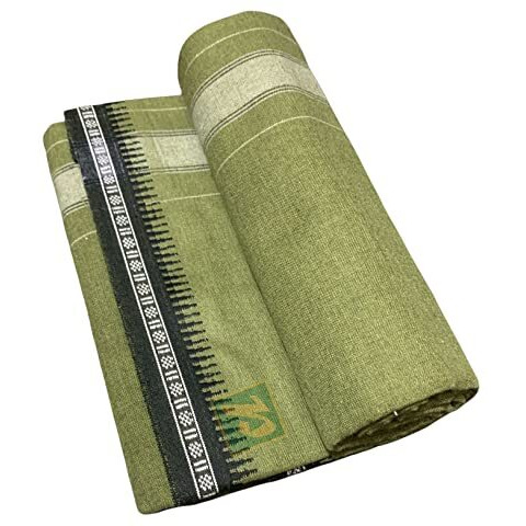 Prakasam Cotton Mens Single (1.28 X 2.00 Mtrs) Colour Thalapathi Border Dhoti/Fine Quality Single Dhoti (Mild Green)