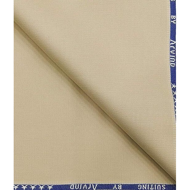Premium Men's Cotton Structured Stretchable 1.30 Meter To 6.50 Meter Unstitched Trouser Fabric (Beige, 1.30 M)
