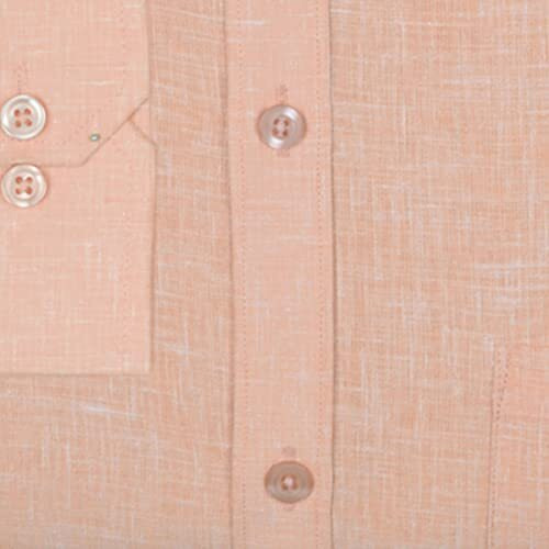 Accox Premium Breathable Cotton Linen Full Long Sleeves Plain Orange Regular Fit Formal Shirt For Men (S_Gcrfs24_42)