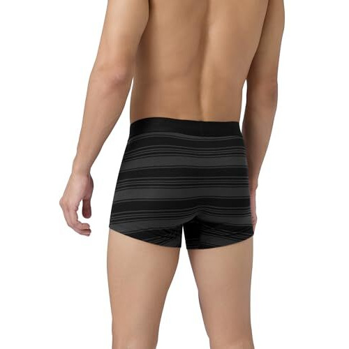 Xyxx Men's Pure Cotton Regular Striped Trunk (Pack Of 3) (Xy_Cr1_Trnk_01_2_3_Pacific Smoke Black+Opal Blue_L)