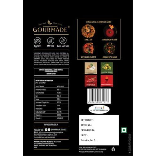 Gourmade Soulful Snacking Pita Chips Olive & Herbs And Roasted Garlic | Baked Pita Bread Chips | Pita Chips Baked, 250G(Each Pack 125G) |Dip Starter Chipstravel Snack|Mediterrianean Pita Bread Chips|Nachos & Tortillas