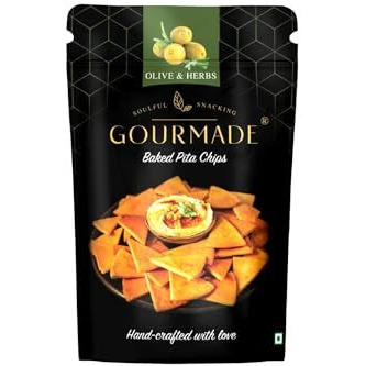 Gourmade Soulful Snacking Pita Chips Olive & Herbs And Roasted Garlic | Baked Pita Bread Chips | Pita Chips Baked, 250G(Each Pack 125G) |Dip Starter Chipstravel Snack|Mediterrianean Pita Bread Chips|Nachos & Tortillas