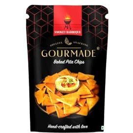 Gourmade Soulful Snacking Pita Chips Olive & Herbs And Barbeque Smoky | Baked Pita Bread Chips | Pita Chips Baked, 250G(Each Pack 125G) |Dip Starter Chipstravel Snack|Mediterrianean Pita Bread Chips|Nachos & Tortillas