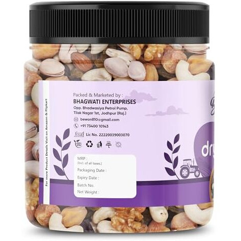 Bewon Mixed Dry Fruits 250G | Green & Black Raisins, Almonds, Cashews, Blackberries, Apricots, Figs, Kiwi & More | Healthy & Crunchy | No Preservatives | Great For Snacking & Gifting