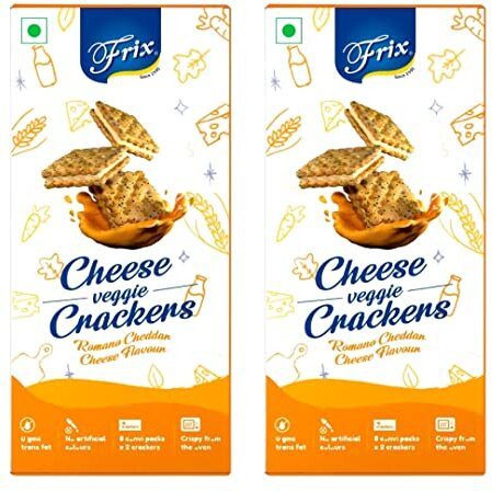 Frix Cheese Cream Veggie Cracker I Romano Cheddar Cheese Flavor (An Original Frix Recipe) - 160G (Pack Of 2)