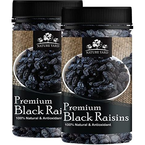 Nature Yard Black Raisins Seedless/Kali Kismis/Kishmish Dry Fruit - 600 Gm - Premium Afghani Seedless Dry Black Grapes - 2 * 300Gm