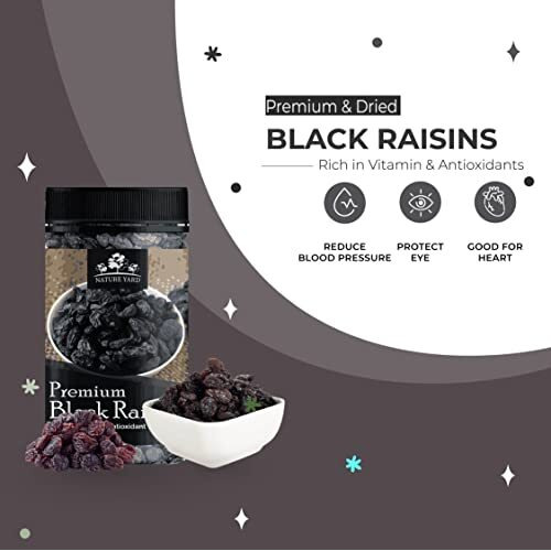 Nature Yard Black Raisins Seedless/Kali Kismis/Kishmish Dry Fruit - 600 Gm - Premium Afghani Seedless Dry Black Grapes - 2 * 300Gm