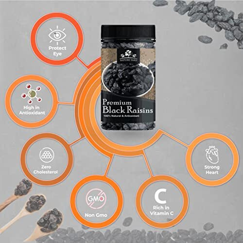 Nature Yard Black Raisins Seedless/Kali Kismis/Kishmish Dry Fruit - 600 Gm - Premium Afghani Seedless Dry Black Grapes - 2 * 300Gm