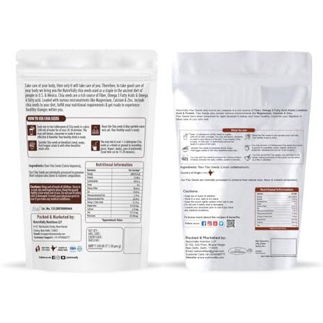Nutrovally Raw Chia Seeds, Flax Seeds Combo Loaded With Omega 3, Zinc, Fiber, Calcium, Protein For Weight Loss, Healthy Heart And Boost Immunity Superfood Seed For Eating | Chia Seed 100G + Flax Seed 100G