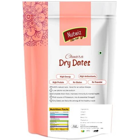Nutwiz Premium Dates (Dry Yellow Dates/Peela Chuara, 250G), Fresh
