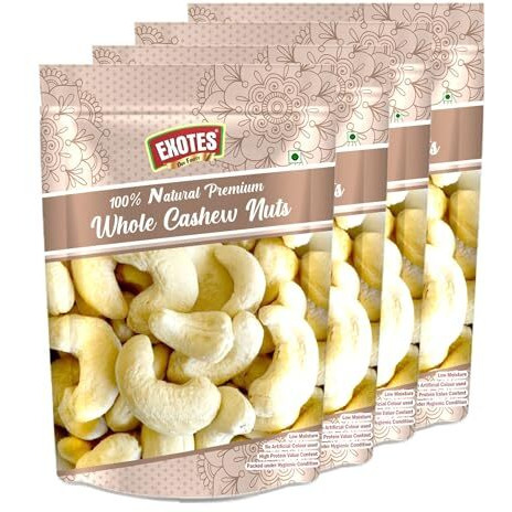 Exotes Best Cashew Kernels Nuts Superior Big Size- W-150, 4 X 250 G