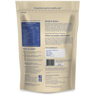 Nourish You Organic Combo Of Black Chia Seeds 500 G & Jumbo Rolled Oats 500 G |Usda Certified Grain | Gluten Free| Super Source Of Protein Fibre,Omega 3 & Antioxidant| Healthy Snacks