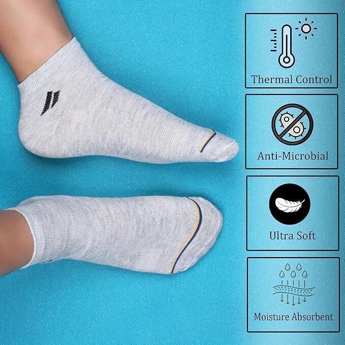 Sjeware Unisex Cotton Men And Women Solid Ankle Length Socks (Pack Of 5) Sjw-2013, Assorted
