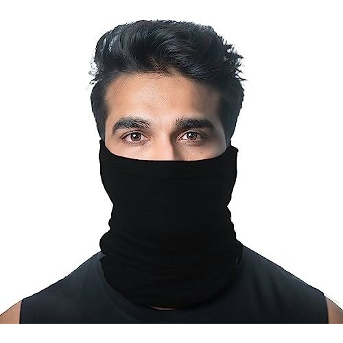 Heelium Unisex Bamboo Bandana For Men & Women | Super Soft | Odour-Free & Breathable | Durable & Multipurpose Bandana, Black