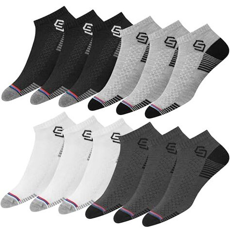 Swagr 12 Pairs Sports Cotton Ankle Length Socks For Men, Pack Of 12., Assorted