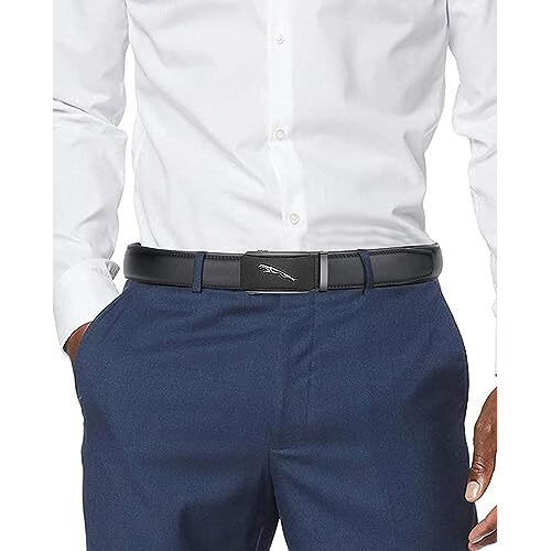 Contacts Genuine Leather Belt For Men With Easier Adjustable Autolock Buckle - Micro Adjustable Belt Fit Everywhere |Formal & Casual | Elegant Gift Box - (60-Black-Waist Size Fit From 28" To 42")