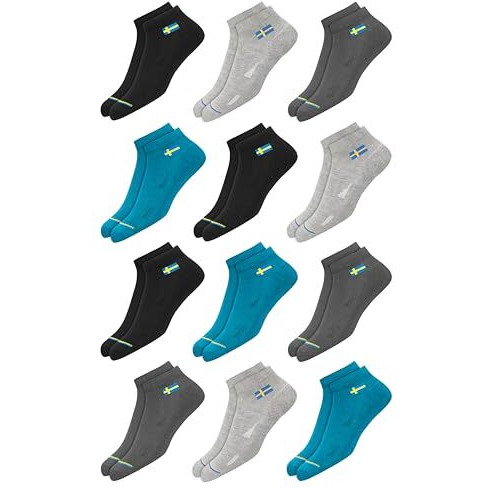 Swagr 12 Pairs Solid Cotton Ankle Length Socks For Men Women, Pack Of 12., Assorted