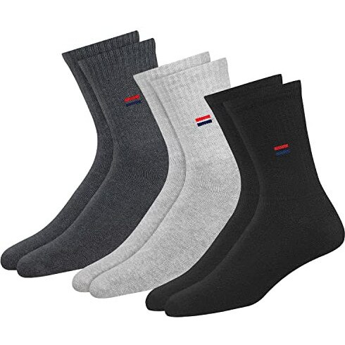 Navysport Men's Crew Length Cushion Cotton Socks (Pack Of 3) (Sf-M-1_Multicolour) Free Size