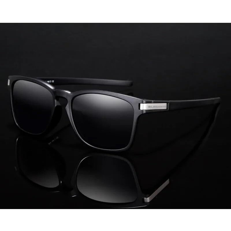 Elegante Unisex-Fit Design Polarized Square Sunglasses For Men (C1 - Black)
