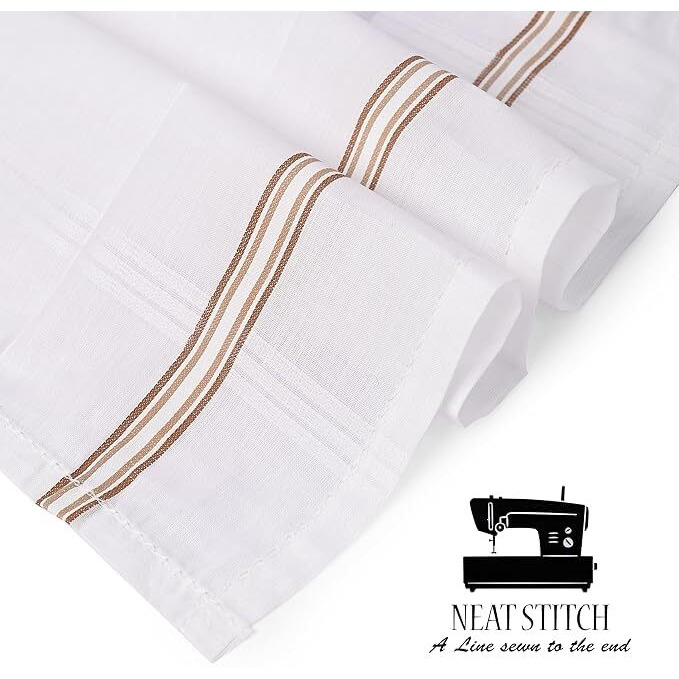Graffy Men's Cotton Handkerchief - Pack Of 12 Soft & Durable Hankies For Men | White Handkerchief With Color Border | Pure Cotton Kerchiefs For Gentlemen, Office, And Daily Use