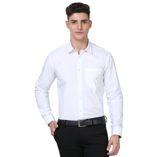 Scott International Shirt For Men, Solid Full Sleeves Shirt, Wrinkle Free Mens Shirts, Cotton Formal Shirts, Regular Fit Stylish Mens Shirt, Plain Formal Shirts For Men White