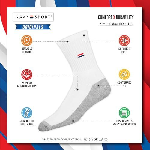 Navysport Men's Crew Length Cushion Cotton Socks (Pack Of 3) (Sf-Htw-3Pk_White And Grey, Free Size)