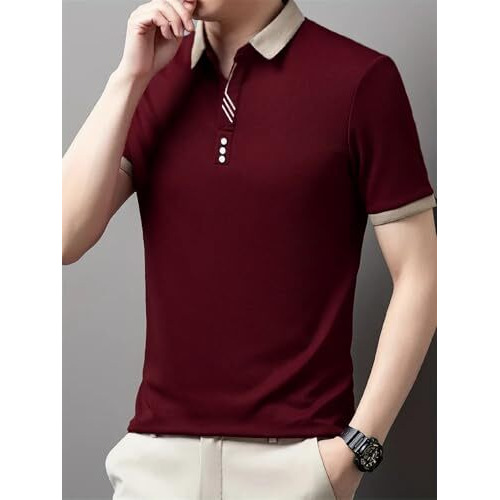 Lymio Polo T Shirt For Men || Men Casual T-Shirt (Polo-57-Maroon-L)