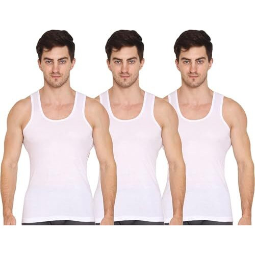 Vip Supreme Men's Sleeveless Cotton Regular Fit Vest (Pack Of 3, L, White Rn)