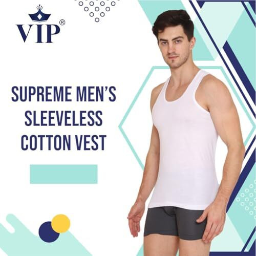 Vip Supreme Men's Sleeveless Cotton Regular Fit Vest (Pack Of 3, L, White Rn)