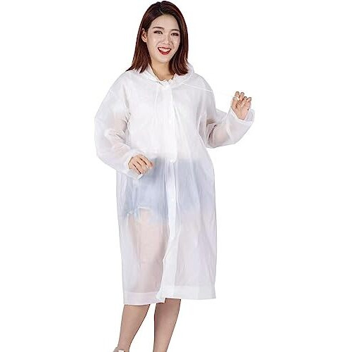 Hacer Eva Waterproof Unisex Rain Coat Hooded Full Sleeves Outdoor Men, Women, Boys & Girls Rainwear Poncho Raincoat For Camping, Hiking & Travelling (White)