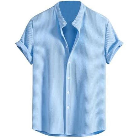 Greciilooks For Casual Stylish Textured Regular Formal Shirt | Men's Solid Slim Fit (Gl-Ms-6249_Blue