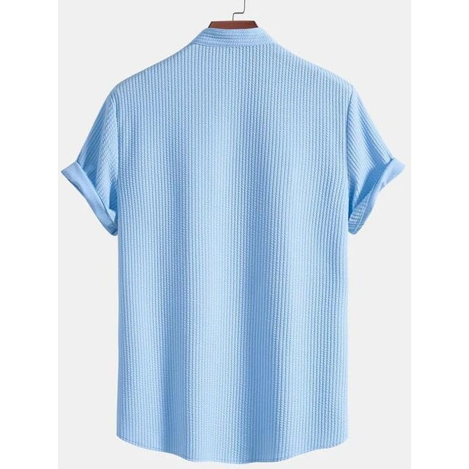 Greciilooks For Casual Stylish Textured Regular Formal Shirt | Men's Solid Slim Fit (Gl-Ms-6249_Blue
