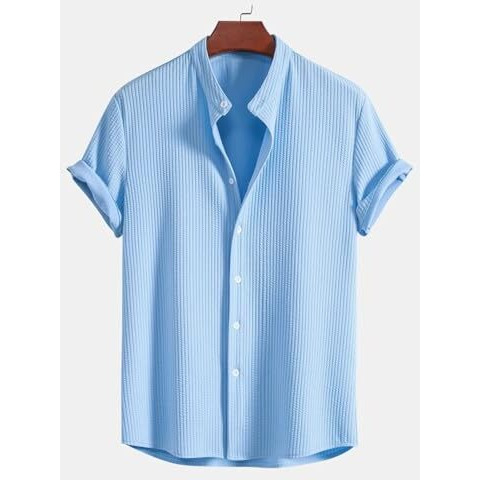 Greciilooks For Casual Stylish Textured Regular Formal Shirt | Men's Solid Slim Fit (Gl-Ms-6249_Blue