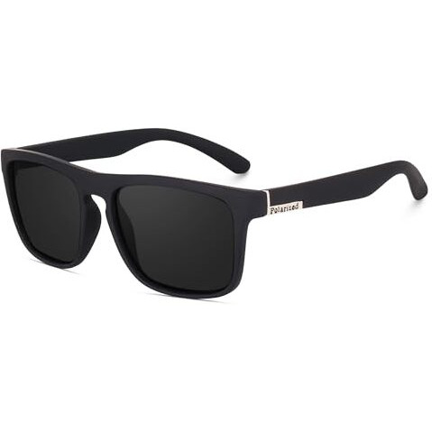 Dervin Uv Protected Retro Square Polarized Sunglasses For Men And Women (Black) - Pack Of 1