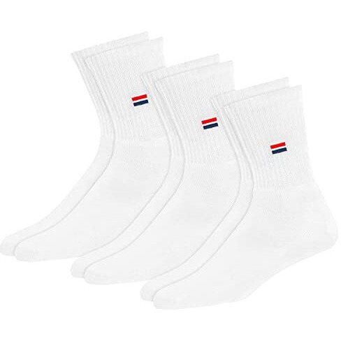 Navysport Men's Crew Length Cushion Cotton Socks (Pack Of 3) (Sf-W-1_White) Free Size