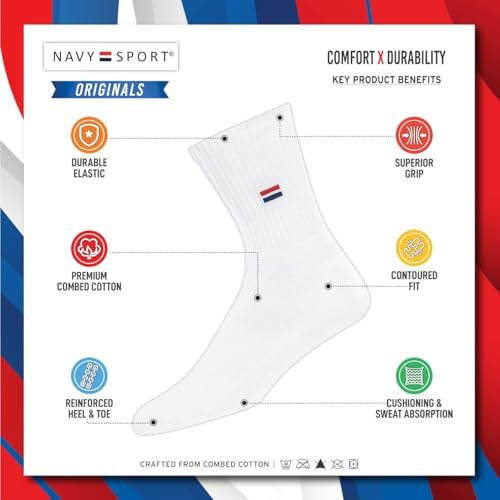 Navysport Men's Crew Length Cushion Cotton Socks (Pack Of 3) (Sf-W-1_White) Free Size
