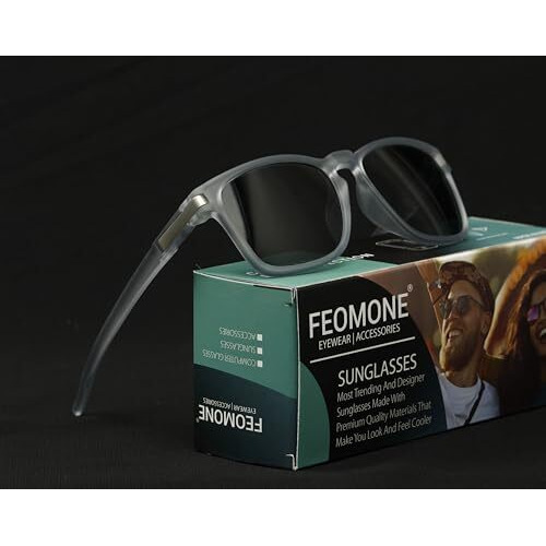 Feomone Exclusive Rubber Coated Goggles For Men | Polarized Sunglasses | Uv Protected Driving, Riding, Stylish, Anti Glare Glasses (Nex-Rtgry) (Grey)