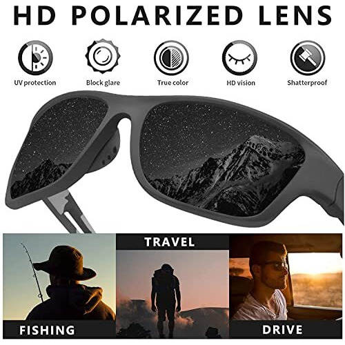 Elegante Uv Protected Polarized Sports Sunglasses For Men Driving Cycling Fishing Cricket Sunglasses (Black)-Pack Of 1