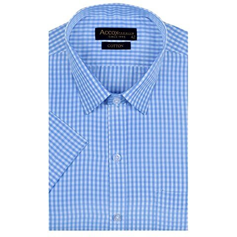 Accox Men's Half Sleeves Formal Regular Fit Cotton Check Shirt(Multi,Go543_42)