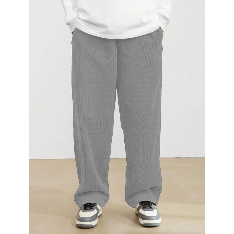 Smowkly Men's Premium Polycotton Causal Baggy Fit Jogger || Lightweight & Flexible Elastic Waist With Drawstring || Wrinkle-Free Comfortable Trouser Pant For Summer (1649_Gry_32) Grey