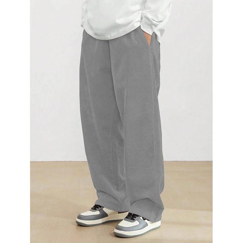 Smowkly Men's Premium Polycotton Causal Baggy Fit Jogger || Lightweight & Flexible Elastic Waist With Drawstring || Wrinkle-Free Comfortable Trouser Pant For Summer (1649_Gry_32) Grey