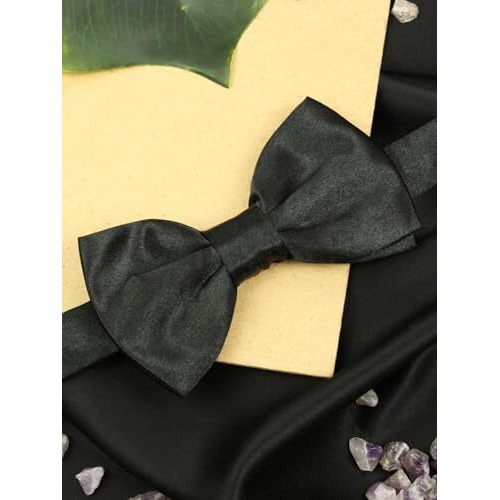 Peluche Premium Black Satin Bow Tie For Men