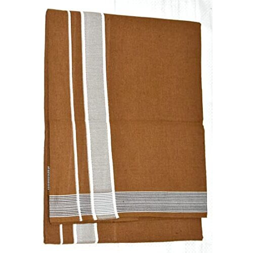 Tuni Mani Men's Cotton Dhoti/Kerala Style Dhoti (Pack Of 2) (Light Brown&Grey)