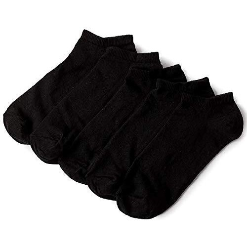 Lealdealz Ankle Length Socks For Men And Women, Pack Of 5 Cotton Socks - Black Coloured - Free Size