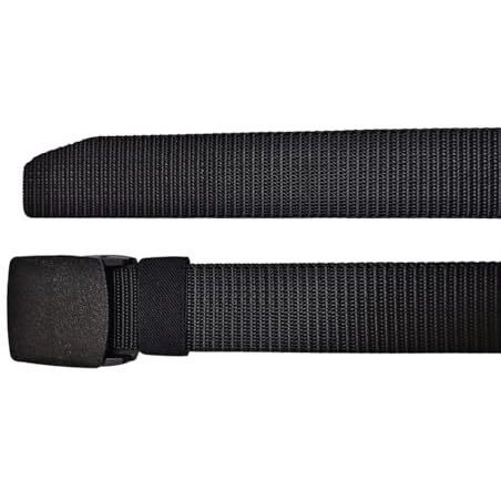 Simpl Living Nylon Fabric Belt For Men, Plastic Flap Buckle, No Hole Canvas Belt (Black, Fits Upto 40" Waist)