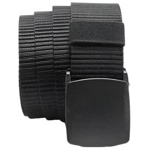 Simpl Living Nylon Fabric Belt For Men, Plastic Flap Buckle, No Hole Canvas Belt (Black, Fits Upto 40" Waist)